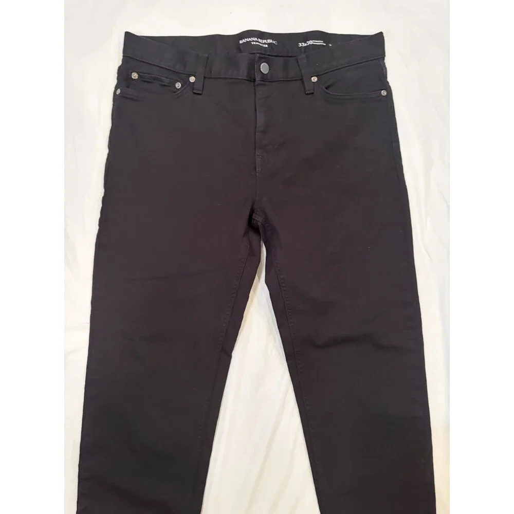 Banana Republic Pants Men's 33x30 Black Traveler Athletic Tapered Fit 5-Pocket